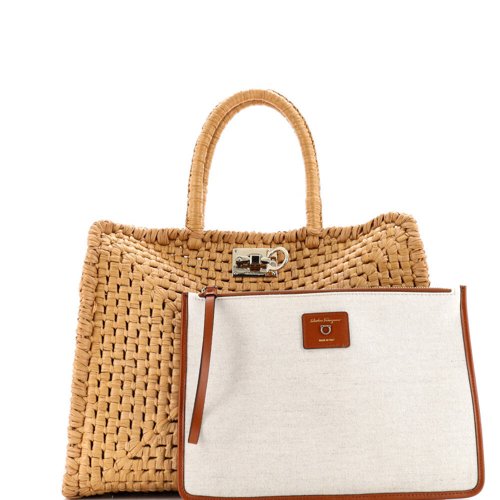 Salvatore Ferragamo Medium Studio Satchel Raffia - Picture 2 of 6
